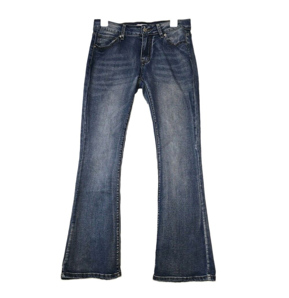 Love Soho Denim Flare Jeans Womens Size 7 Blue Stretch Low Rise